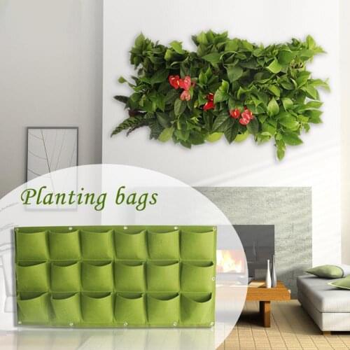18 Pockets Green Environment Felt Wall Hanging Planting Bag Family Balcony Garden Indoor Vegetable Flowerpot Vertical Green Plan