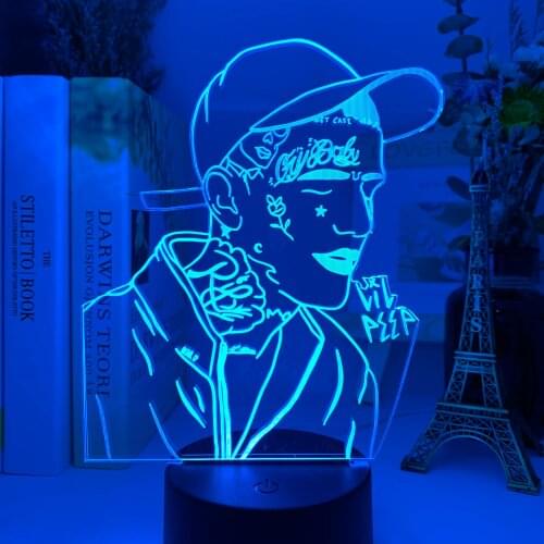 3D Rapper Lil Peep Led Night Light for Home Decoration Colorful Nightlight Gift for Fans Dropshipping 3D Lamp Celebrity