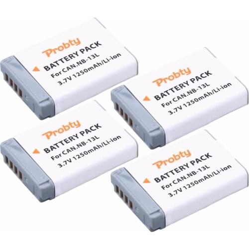 4Pcs Probty NB-13L NB 13L NB13L Battery for Canon PowerShot G5 X G7 X G7 X Mark II G9 X SX620 HS SX720 HS Digital Camera 1250mAh