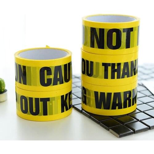 50 Roll 48mm*25m Opp Warning Tapes Caution Barrier Work Safety Adhesive Tapes DIY Sticker For Mall Store Factory School
