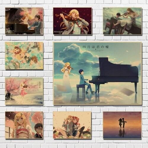 WTQ Anime Posters Your Lie In April Animation Retro Poster Wall Decor Canvas Painting Wall Art Picture Room Decor Home Decor