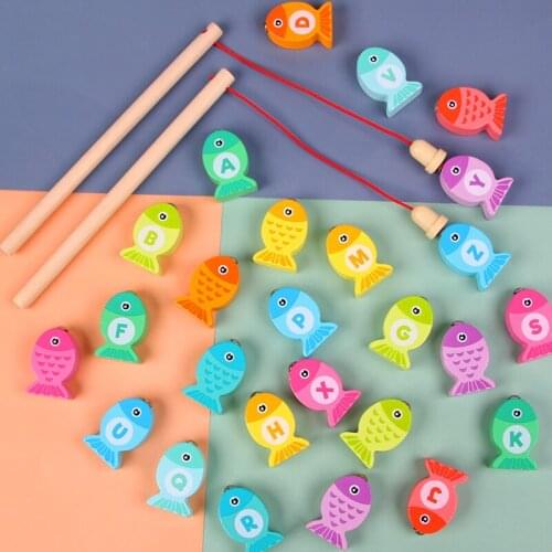Preschool Wooden Montessori Toy Magnetic Fishing Cognitive Game Baby Puzzle Teaching Aids Educational Toys For Children Kid Gift