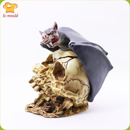 LXYY MOLD New Halloween Animals and Skulls Home Bar Decoration Decoration Candle Bat Silicone Mould
