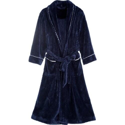 Women or Man Winter Warm Nightgown Robe Pajamas Spring and Autumn Soft Coral Fleece Thick Lovers Bathrobe Loose Home Clothes