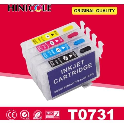 Hinicole Ink Cartridge Refillable Stylus TX102 TX103 TX121 C90 C92 C110 CX3900 Printer Cartridges For Epson T0731