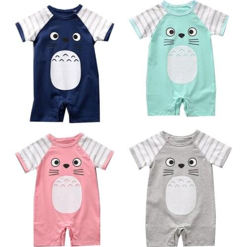Toddle Newborn Baby Short Sleeve Romper Cartoon Printed Clothes Infant Baby Boys Girls Cotton Jumpsuits Pajamas