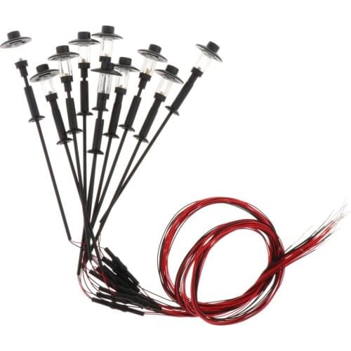 10pcs White Model Street Lights Kit Layout Lamppost Train Garden Scenery Led Lamp Lighting 1:100-1:150 Scale 75mm DIY Crafts
