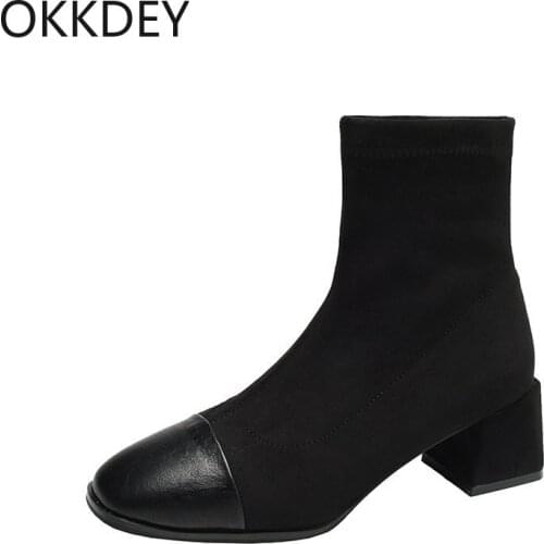 Short boots women 2020 winter new square suede with comfortable ladies fashion boots Korean fashion womens boots