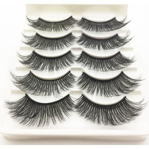 LTWEGO 5 pairs faux 3d mink lashes fluffy wispy false eyelashes natural long eyelash extension makeup handmade fake lash 3D-46