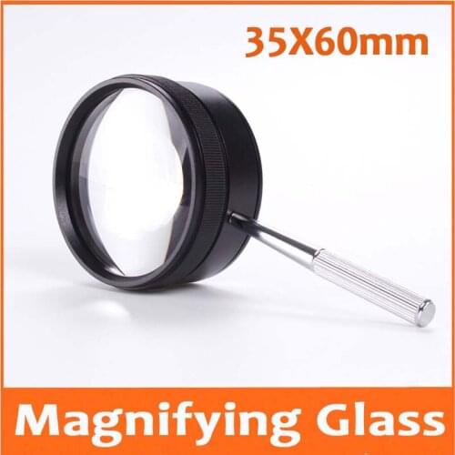 35 Tims 60mm Metal Pocket Handheld Magnifier for Reading Glasses Jewelry Loupe Children Toys Magnifying Glass 35X Lupa