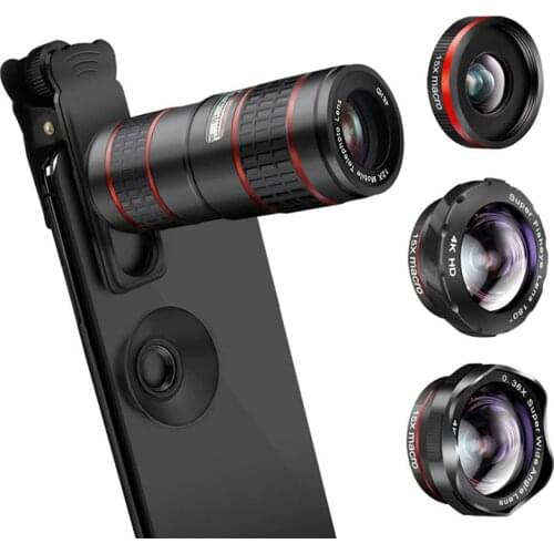 Mobile Phone SLR Lens Five-in-one Wide-Angle Macro Fisheye 12X Double Adjustable Telescope External Special Effects Camera