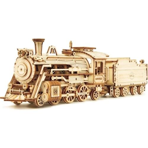 Robotime 308pcs Mechanical Train Model Kits 1:80 Scale 3D Wooden Model Building Assembly Toy Gift for Children Adult