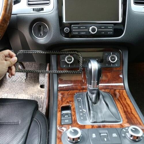 Real Soft Carbon Fiber Sticker Air Conditioning Switch Decoration Frame Trim for Volkswagen Touareg 2011-2018 Models Accessories