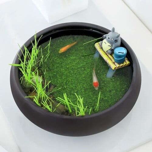 Novel and Funny Toy DIY Micro Landscape Ecological Longcat Fishing Office Table Top Potted Plant Gift for Kids Mini fish tank