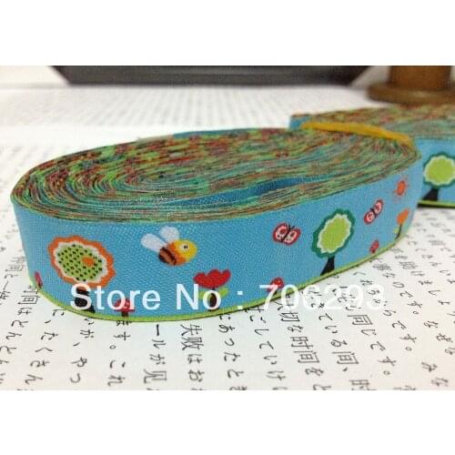 ZERZEEMOOY wholesale 5/8 '(16 mmx10yards) 100% Polyester Woven Jacquard Ribbon blue Little bee The butterfly lace