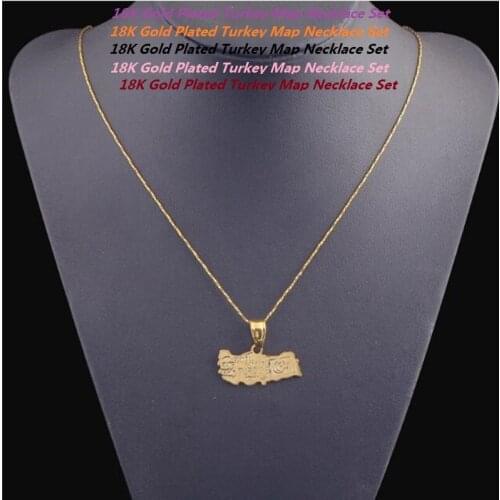 Stainless Steel Pendant Necklace Turkey Map Tag f