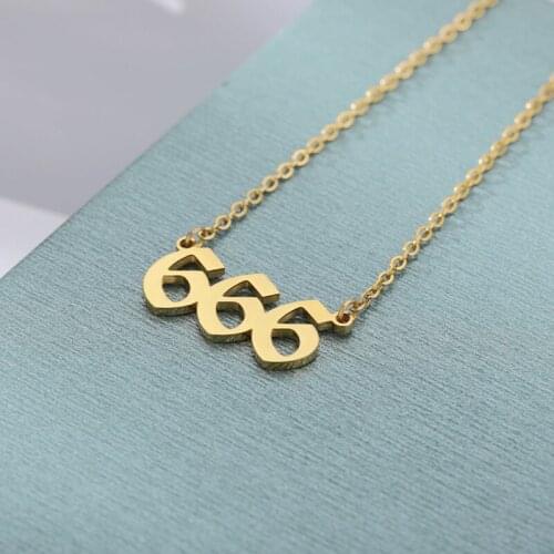 Angel Number Necklace 111 222 333 444 555 666 777 888 999 Devil Pendant Necklace Stainless Steel Choker Women Men BFF Jewelry