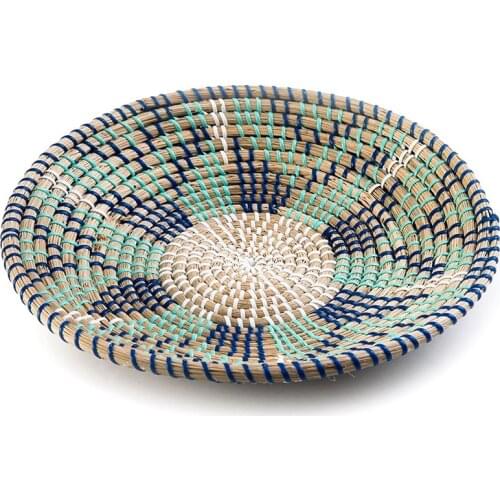 Woven Wall Basket Decor, Seagrass Woven Basket Boho Decor for Home, Bohemian Wall Decor for Living Room,Hanging Basket