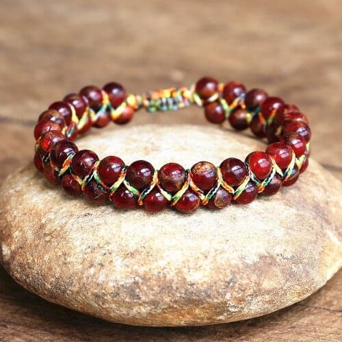 Handmade Braided Bracelet Women Men Friendship Strand Charm Bracelet Double Layer Cloisonne Beaded Bracelet Jewelry
