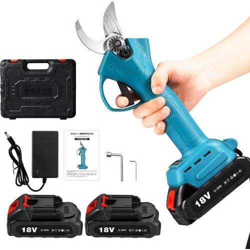 Portable Cordless Electric Pruning Shears Tree Pruner with 2 Rechargeable Lithium Battery 21V 2.0Ah Powered Tree Branch Pruner