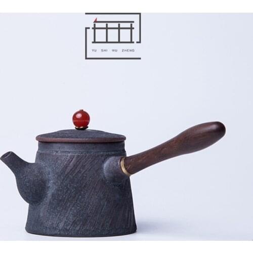 Empty valley side handle teapot Dehua handmade teapot coarse pottery Kung Fu tea set silver spot single pot tea set