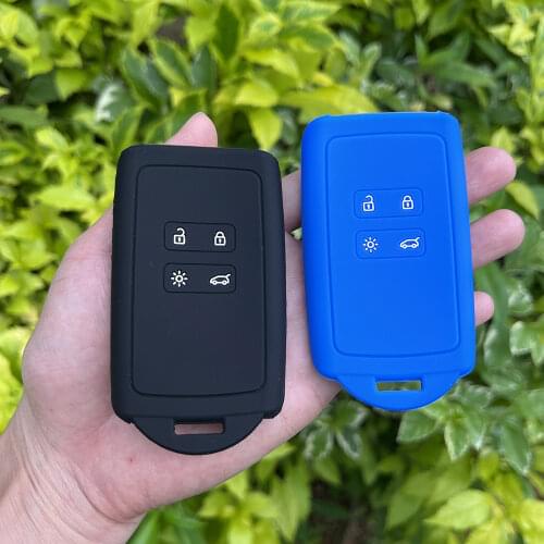 Silicone rubber car key case cover for Renault KOLEOS Kadjar 2016 2017 for samsung QM5 4 button card smart key case cover