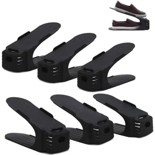 Shoe Slots Space Saver, Closet Shoe Slotz Organizer, Double Storage Rack Holder, Set Of 6, Black