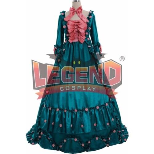 Medieval rococo dress cosplay costume satin medieval dress custom made