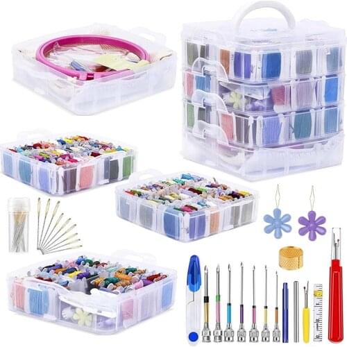 LMDZ Embroidery Starter Kit, Punch Needle Tool and Supplies Including Embroidery Punch Needle, 150 Color Embroidery Floss Cross
