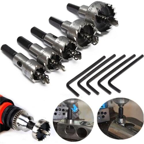 5pcs 16-30mm Hole Saw Cutter Drill Bit Set HSS Hole Saw Drill Sheet Metal Reamer with Wrench