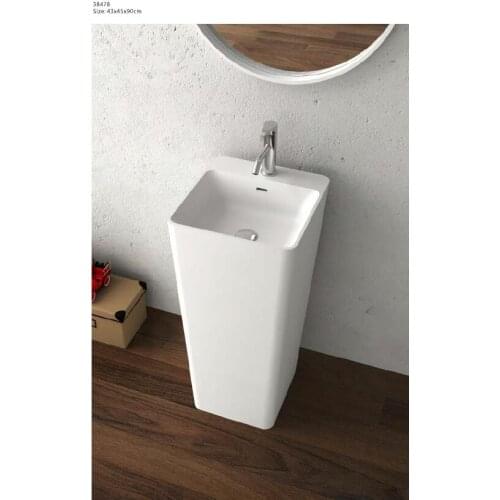 Corian Bathroom Pedestal Wash Basin Freestanding Solid Surface Hand Sink Cloakroom Vanity Wash Sink RS38478