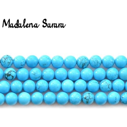 MADALENA SARARA Vintage Original Turqoises Stone Beads 18" Strand 10mm Turquiose Beads Promotion