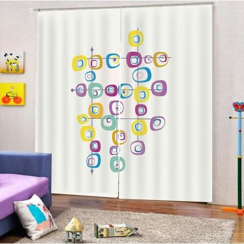 Cartoon colorful picture curtain for 3d Digital print living room backout window Custains