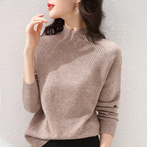 2021 Women Pullover 100% Wool Knitted Sweater Fashion Autumn Winter Turtleneck Jumper Female Long Sleeve Solid Warm Sweaters