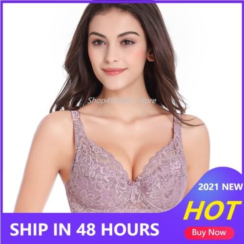 Plus Size 105C 105D Push Up Ultra Thin Sexy Full Lace Coverage Flower Adjustable Bras Intimates 2021 Bowknot Underwire Underwear