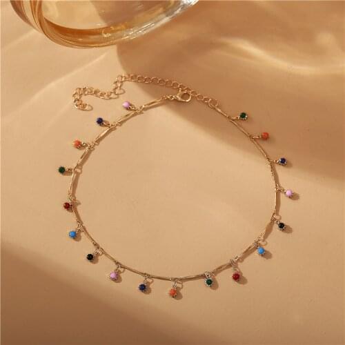 Vintage Colorful Stone Beads Choker Necklace For Women Bohemian Collar Necklaces 2020 Statement Handmade Jewelry Gifts