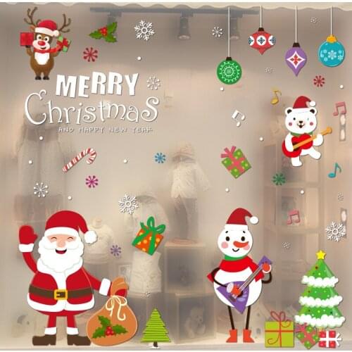 1PC Christmas Theme Decoration Static Window Stickers Xmas Festival Home Shop Window Wall Decoration Sticker