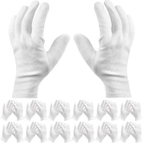 24 Pairs Of White Cotton Gloves - 7.5 Inch L-Shaped Work Gloves,Cotton Work,White Gloves, Labor Protection, Label Gloves