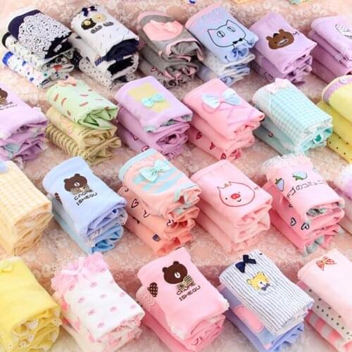 6 Fashion Cotton panties womens Childrens Girls Underwear Kids shorts priefs Comfort Multi-color SQ-MIX-6P