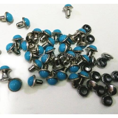 DIY100PCS 6mm Accessories Blue Turquoise Crack Rivets Leather Craft Punk Studs Shipping Free