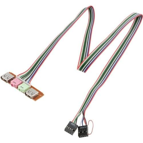 ALLOYSEED I/0 Audio Output Input Dual USB Front Panel Board Cable USB Audio Front Panel Mounting for Computer Case