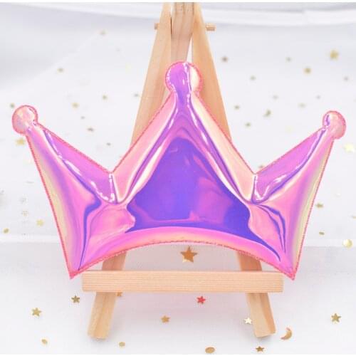 15CM Glitter PU Fabric Appliques Big Crown Padded Patches for Festival Party DIY Baby Hairpin Headwear Ornament Accessories D02