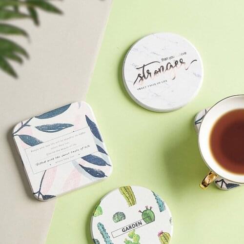 Quick-drying Water Absorption Diatomite Kitchen Accessories Non Slip 10x10x0.8CM Coffee Cup Mat Coaster Dining Decoration
