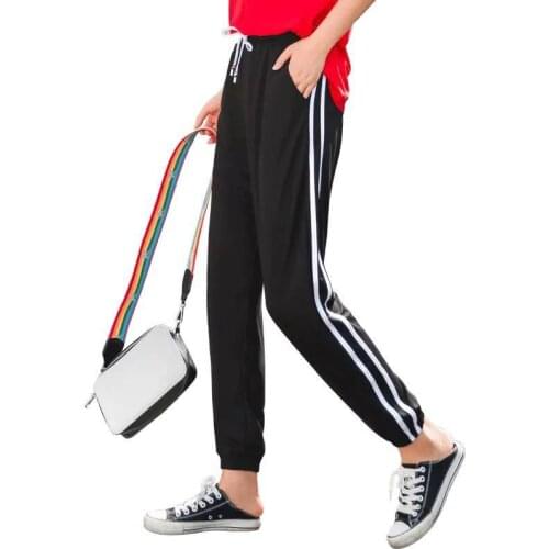 Summer Streetwear Joggers Side Striped Womens Harem Pants High Waist BF Style Trousers For Women 2020 Casual Loose Sweatpants