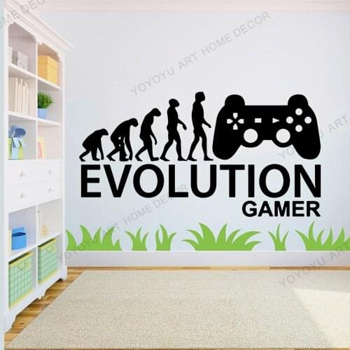 Evolution pattern Gamer wall sticker vivid Game wall decal Controller video game wall decal For Bedroom Vinyl Wall Decor wx141