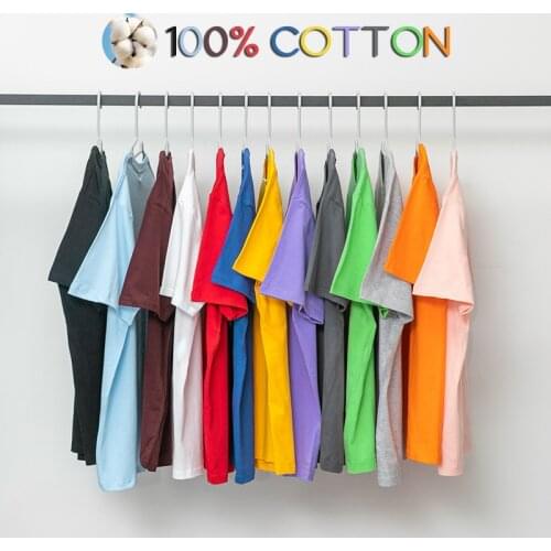 Tshirt Men 100% Cotton Summer Softstyle Short Sleeve Tops Solid White O-Neck Casual T-shirts Multi Color 2021 Mens Clothing