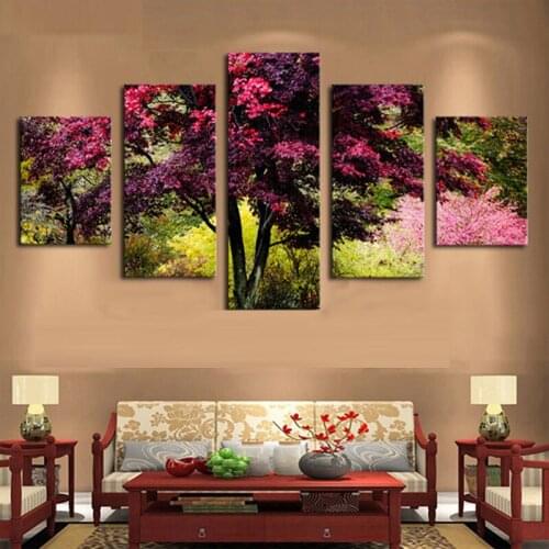 5D DIY round diamond painting spring forest landscape tree diamond embroidery full cross stitch pattern home decoration 5 pcs