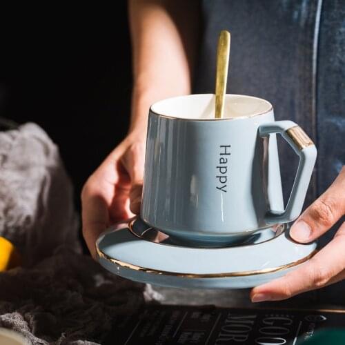 Nordic style high grade gift box set ceramic mug custom couple water cup coffee cup foreign trade porcelain cup with cover