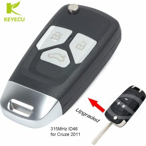 KEYECU Replacement New Upgraded Flip Remote Key Fob 3 Button 315MHz ID46 for Chevrolet Cruze 2011