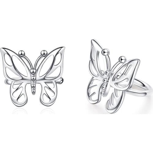 New 925 Sterling Silver Earrings Butterfly Pierced Ear Clips For Girl Charm Jewelry Gifts